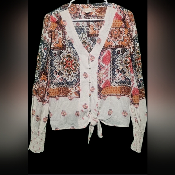 Altar'd State Tops - Altar'd State Multicolor Patchwork Blouse Large EUC 20 PTP